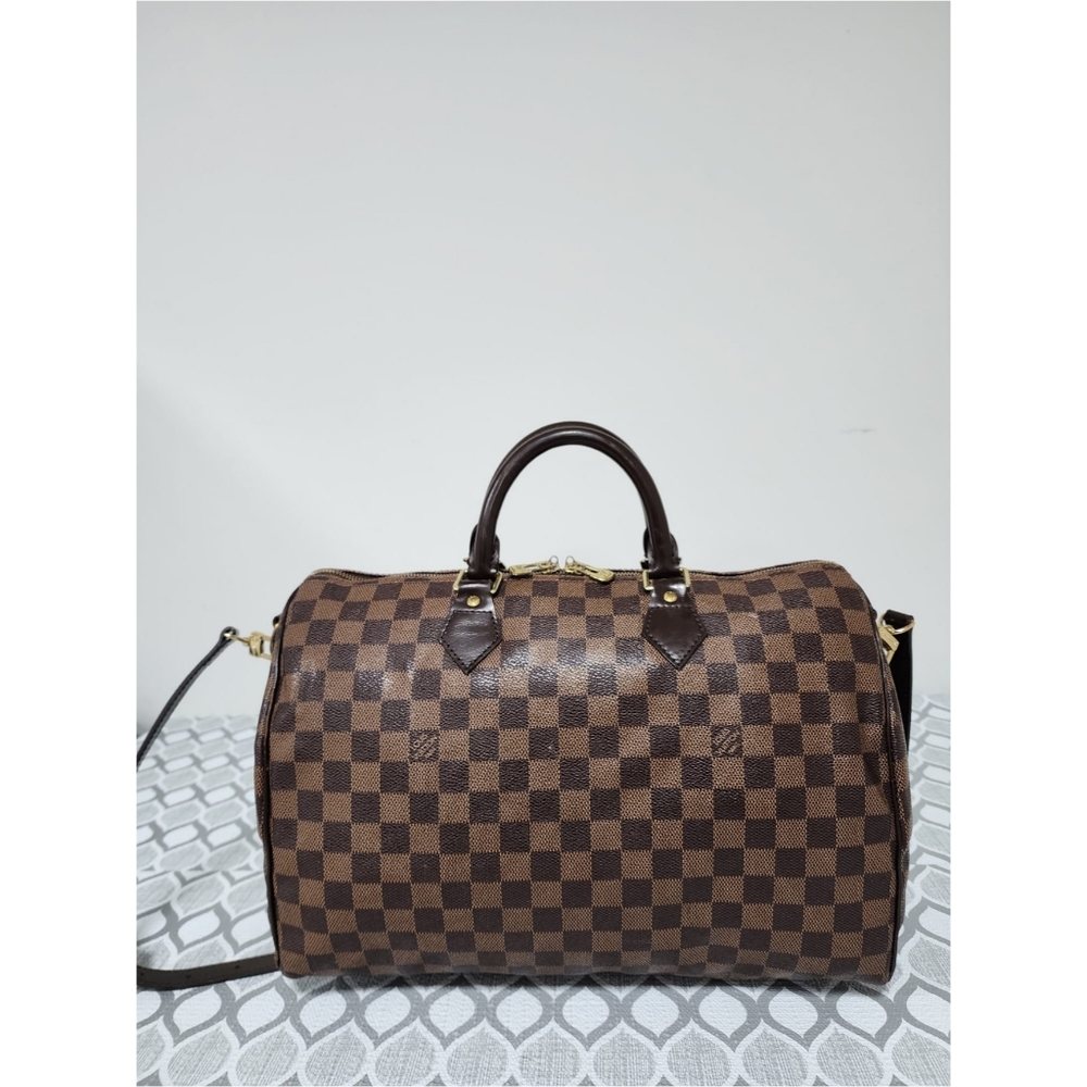 LOUIS VUITTON Damier Canvas Speedy Bandouliere 35 Bag Brown - Picture 6 of 13
